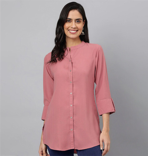 Pink Mandarin Collar Tunic